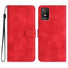 For TCL 403 Heart Pattern Skin Feel Leather Phone Case(Red) - 1