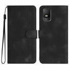 For TCL 403 Heart Pattern Skin Feel Leather Phone Case(Black) - 1