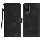 For TCL 405 / 406 / 408 Heart Pattern Skin Feel Leather Phone Case(Black) - 1