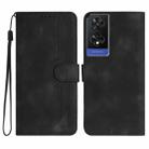 For TCL 505 Heart Pattern Skin Feel Leather Phone Case(Black) - 1