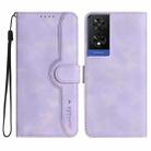 For TCL 505 Heart Pattern Skin Feel Leather Phone Case(Purple) - 1