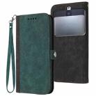 For Kyocera Basio 3 Side Buckle Double Fold Hand Strap Leather Phone Case(Dark Green) - 1