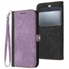 For Kyocera Basio 3 Side Buckle Double Fold Hand Strap Leather Phone Case(Purple) - 1
