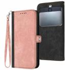 For Kyocera Basio 3 Side Buckle Double Fold Hand Strap Leather Phone Case(Pink) - 1