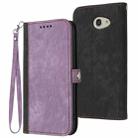 For Kyocera Basio 4 / Kantan Sumaho 2 A001KC Side Buckle Double Fold Hand Strap Leather Phone Case(Purple) - 1