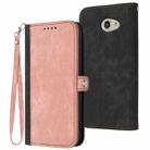 For Kyocera Basio 4 / Kantan Sumaho 2 A001KC Side Buckle Double Fold Hand Strap Leather Phone Case(Pink) - 1