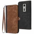 For Kyocera Urbano V04 KYV45 Side Buckle Double Fold Hand Strap Leather Phone Case(Brown) - 1