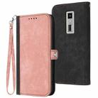 For Kyocera Urbano V04 KYV45 Side Buckle Double Fold Hand Strap Leather Phone Case(Pink) - 1