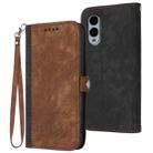 For Fujitsu Arrows We2 Side Buckle Double Fold Hand Strap Leather Phone Case(Brown) - 1