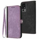 For TCL 40 XE / 40 NxtPaper 5G Side Buckle Double Fold Hand Strap Leather Phone Case(Purple) - 1