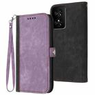 For TCL 50 SE / 40 NxtPaper 4G Side Buckle Double Fold Hand Strap Leather Phone Case(Purple) - 1