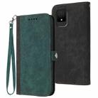 For TCL 502 Side Buckle Double Fold Hand Strap Leather Phone Case(Dark Green) - 1