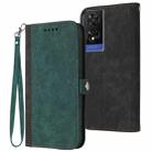 For TCL 505 Side Buckle Double Fold Hand Strap Leather Phone Case(Dark Green) - 1