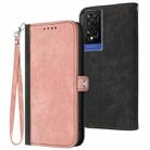 For TCL 505 Side Buckle Double Fold Hand Strap Leather Phone Case(Pink) - 1