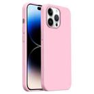 For iPhone 14 Pro Burom Cloud Sensing Ultra-thin Liquid Silicone Full Coverage Phone Case(Peach Powder) - 1