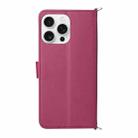 For iPhone 16 Pro Multifunctional 6-Card Slots Leather Phone Case with Wrist Strap(Rose Red) - 3