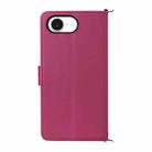For iPhone 16e Multifunctional 6-Card Slots Leather Phone Case with Wrist Strap(Rose Red) - 3