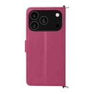 For iPhone 17 Pro Multifunctional 6-Card Slots Leather Phone Case with Wrist Strap(Rose Red) - 3