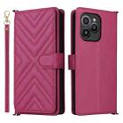 For Fossibot S2 Multifunctional 6-Card Slots Leather Phone Case with Wrist Strap(Rose Red) - 1