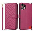 For Nothing CMF Phone 2 Pro Multifunctional 6-Card Slots Leather Phone Case with Wrist Strap(Rose Red) - 1