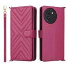 For Doogee Note 59 / Note 59 Pro Multifunctional 6-Card Slots Leather Phone Case with Wrist Strap(Rose Red) - 1