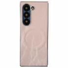 For Samsung Galaxy Z Fold5 Electroplating PC Snow Bark Texture MagSafe Phone Case(Pink) - 1