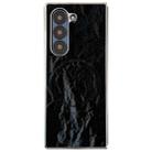 For Samsung Galaxy Z Fold5 Electroplating PC Snow Bark Texture MagSafe Phone Case(Black) - 1
