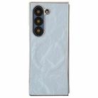 For Samsung Galaxy Z Fold5 Electroplating PC Snow Bark Texture MagSafe Phone Case(Blue) - 1