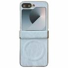 For Samsung Galaxy Z Flip6 Electroplating PC Snow Bark Texture MagSafe Phone Case(Blue) - 1