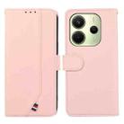 For Redmi Note 14 4G 164.84mm ABEEL Delicate Texture Splicing RFID Leather Phone Case(Pink) - 1