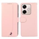 For Redmi 13X ABEEL Delicate Texture Splicing RFID Leather Phone Case(Pink) - 1