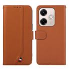 For Redmi 13X ABEEL Delicate Texture Splicing RFID Leather Phone Case(Brown) - 1
