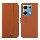 For Redmi Note 14s ABEEL Delicate Texture Splicing RFID Leather Phone Case(Brown) - 1
