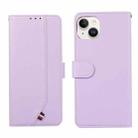 For iPhone 14 Plus ABEEL Delicate Texture Splicing RFID Leather Phone Case(Purple) - 1