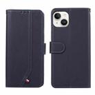 For iPhone 14 ABEEL Delicate Texture Splicing RFID Leather Phone Case(Blue) - 1