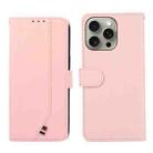 For iPhone 15 Pro Max ABEEL Delicate Texture Splicing RFID Leather Phone Case(Pink) - 1