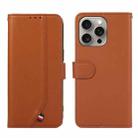 For iPhone 15 Pro Max ABEEL Delicate Texture Splicing RFID Leather Phone Case(Brown) - 1
