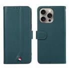 For iPhone 15 Pro Max ABEEL Delicate Texture Splicing RFID Leather Phone Case(Green) - 1