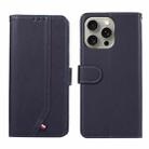 For iPhone 15 Pro ABEEL Delicate Texture Splicing RFID Leather Phone Case(Blue) - 1
