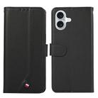 For iPhone 17 ABEEL Delicate Texture Splicing RFID Leather Phone Case(Black) - 1