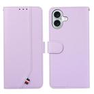 For iPhone 17 ABEEL Delicate Texture Splicing RFID Leather Phone Case(Purple) - 1