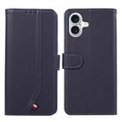 For iPhone 17 ABEEL Delicate Texture Splicing RFID Leather Phone Case(Blue) - 1
