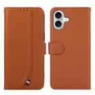 For iPhone 17 ABEEL Delicate Texture Splicing RFID Leather Phone Case(Brown) - 1