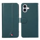 For iPhone 17 ABEEL Delicate Texture Splicing RFID Leather Phone Case(Green) - 1