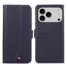 For iPhone 17 Pro Max ABEEL Delicate Texture Splicing RFID Leather Phone Case(Blue) - 1