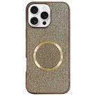 For iPhone 16 Pro Max Electroplating PC Glitter Grain MagSafe Phone Case(Gold) - 1