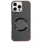 For iPhone 16 Pro Max Electroplating PC Glitter Grain MagSafe Phone Case(Black) - 1