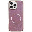 For iPhone 16 Pro Electroplating PC Glitter Grain MagSafe Phone Case(Pink) - 1