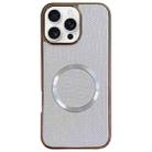 For iPhone 16 Pro Electroplating PC Glitter Grain MagSafe Phone Case(White) - 1