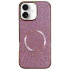 For iPhone 16 Plus Electroplating PC Glitter Grain MagSafe Phone Case(Pink) - 1